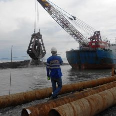 Dredging Works using Grab Dredger